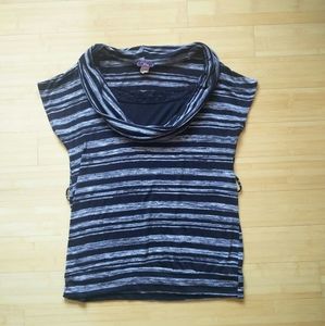 P.inc Striped Lace & Cowl Top